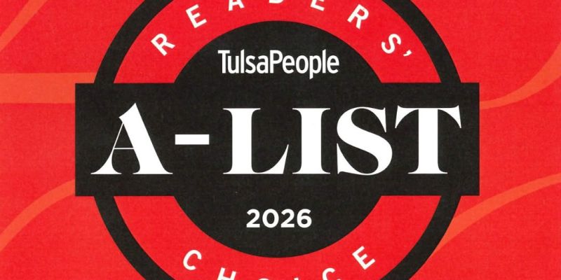Red cover announcing TulsaPeople Readers’ A-List 2026, with a black circular badge featuring 'A-LIST' and the firm name at the bottom.