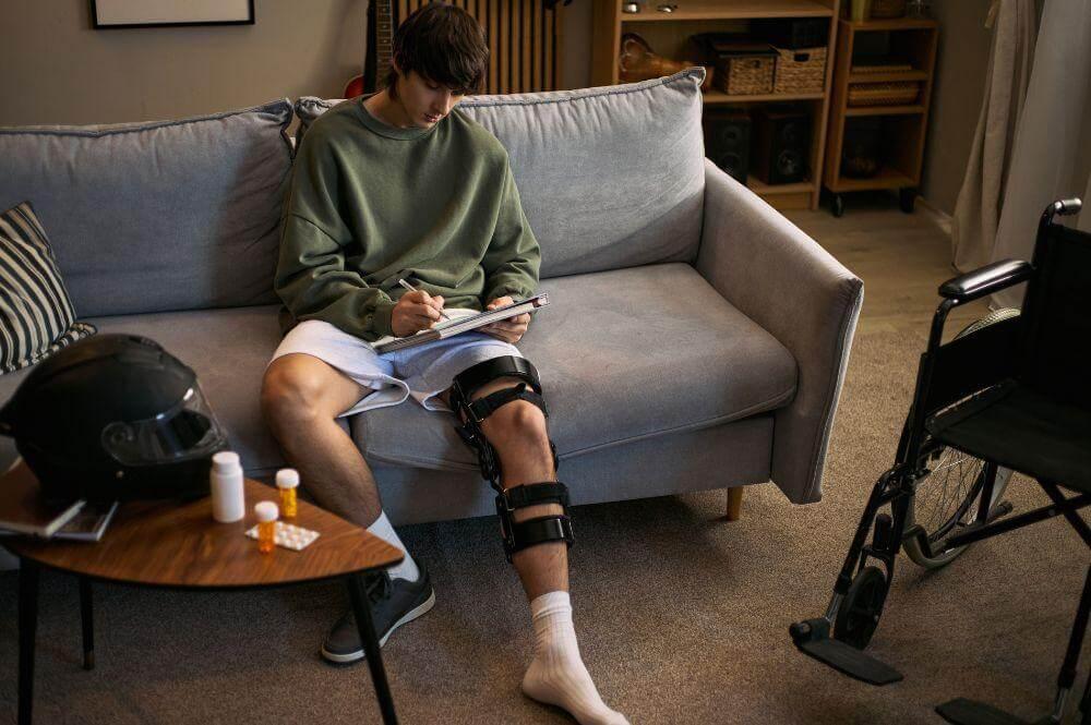 Man sitting on a couch next to a